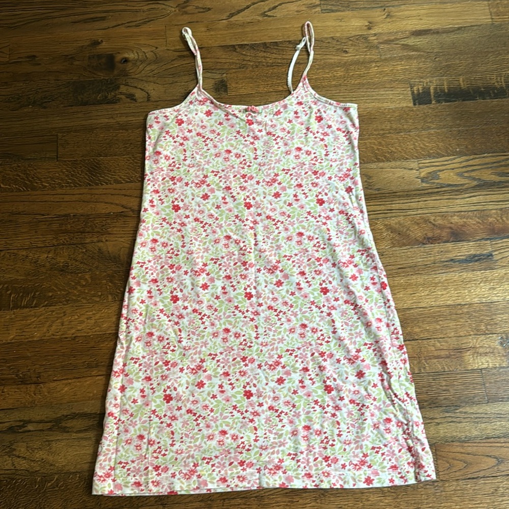PINK Kmart Vintage Look Slip Nightgown Pink Green Floral Rosettes Cami Small